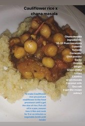 Cauliflower rice with chana masala